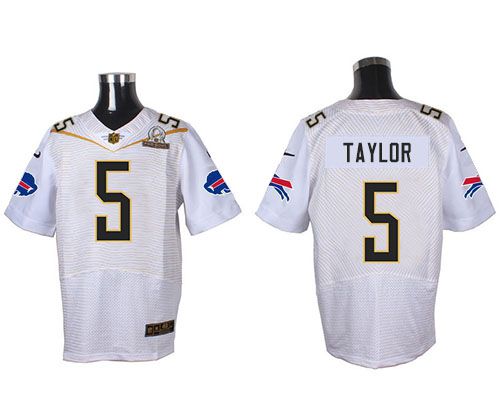 Nike Bills #5 Tyrod Taylor White 2016 Pro Bowl Men's Stitched NFL Elite Jersey - Click Image to Close